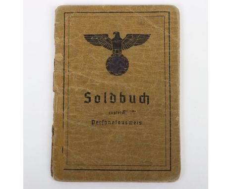 WW2 German Army Soldbuch to Army Administration Officer, the well used book belonged to Hauptwachtmeister Johannes Fahl, a ve