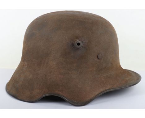 Rare WW1 German M-18 Ear Cut Out Steel Combat Helmet, superb example of an original WW1 German model 1918 steel combat helmet