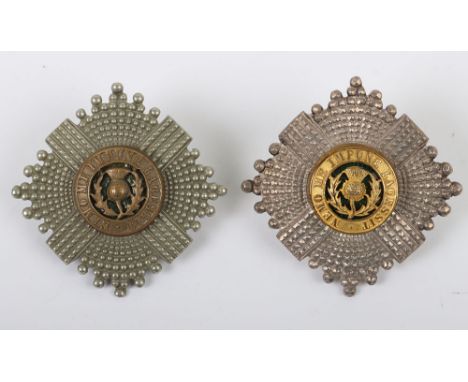 2x Senior NCO’s / Officers Scots Guards Cap Stars, both being two piece examples with gilt and enamel centres. Lesser quality