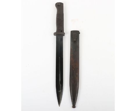 WW2 German K98 Combat Bayonet, untouched example of a non-matching numbers K98 combat bayonet with two piece bakelite grips, 