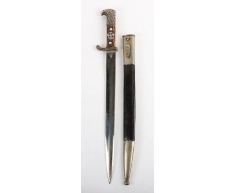 Third Reich Police Bayonet by Clemen & Jung, Solingen, good example with finely detailed top pommel in the form of the eagles