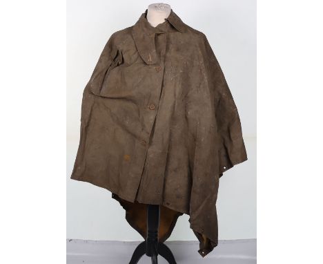 WW1 British Army Rain Mack / Poncho, interesting example in dark brown canvas material with buttons and brass eyelets. Stampe