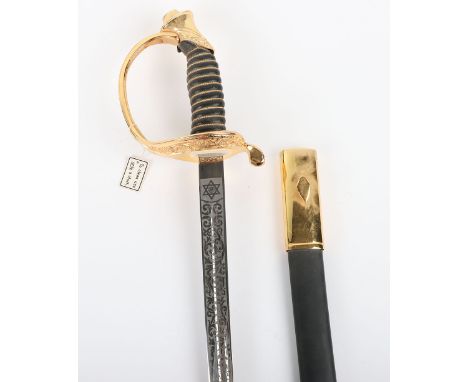 US Marine Corps (U.S.M.C) Dress Sword, signed Vanguard, Toledo, Spain, Stainless, bright plated blade etched with UNITED STAT