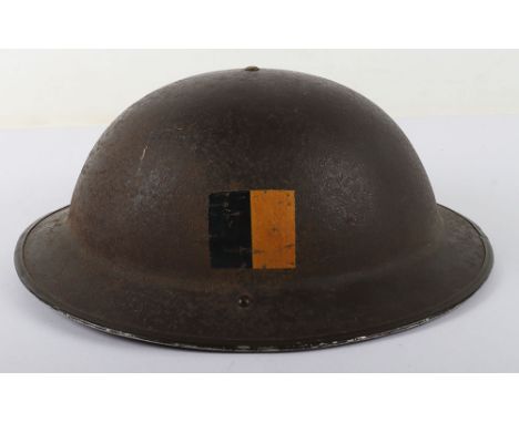 WW2 British Royal Sussex Regiment Steel Combat Helmet, good untouched example which retains much of the original combat paint