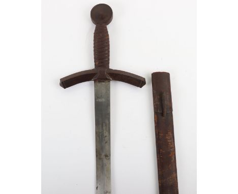 Well-Made German Theatrical Sword of Vaguely Medieval Style c.1900, straight double edge blade stamped ‘ERCH&amp;FLOTHON CHAR