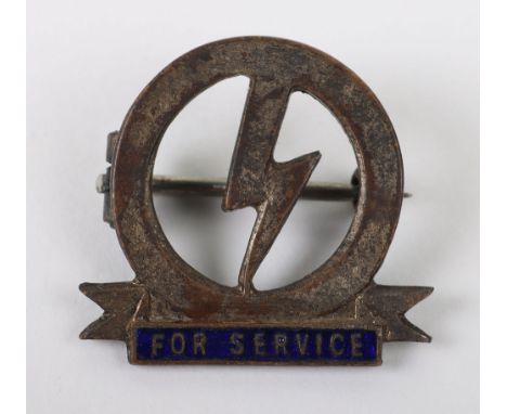 British Union of Fascists (B.U.F) For Service Badge, example with the movement’s lightning bolt in circle with enamel tablet 