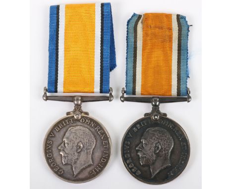 A Pair of WW1 British War Medals, awarded to “GS5388 PTE. A.G. STRATFORD R. FUS” and “7987 CPL. C.J NEWMAN W. YORK R.”Austin 