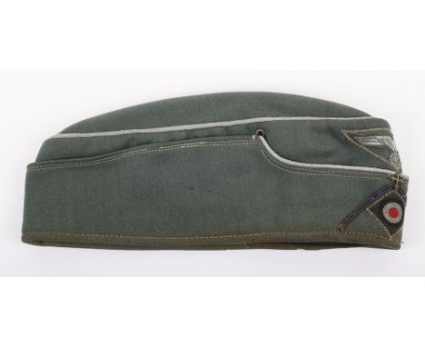 Rare WW2 German Army Chaplains Overseas / Side Cap, good worn example of an officers overseas side cap with silver bullion wi