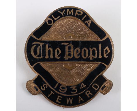 Rare British Union of Fascists (B.U.F) Olympia 1934 Stewards Badge, fine example of the brass and enamel badge as worn by the