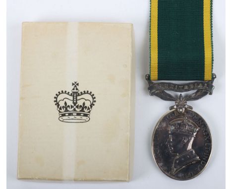 An Unusual Late Issue Efficiency Medal to an Officer in the Royal Army Pay Corps, Efficiency medal GVI, 1st type, with Territ