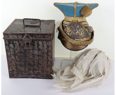 Victorian 21st (Empress of India’s) Lancers Officers Lance Cap, example with a polished leather body having with gilt lace br