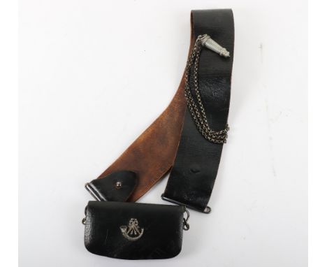Post 1902 1st Cadet Battalion Kings Royal Rifle Corps Cross Belt and Pouch, fine black leather cross belt with white metal ki
