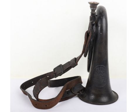 Rare WW1 1917 Dated German Wartime Issue Saxon Bugle, superb example having nearly all of its original field grey paint finis