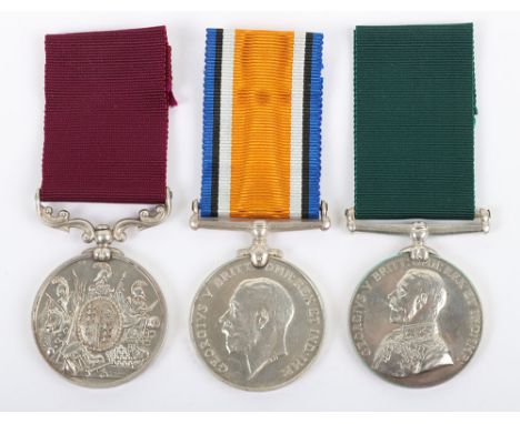 An Unusual Double Long Service Medal Group of Three for Service in the Indian Armed Forces, British War medal, ‘2 C-S-M W HAM