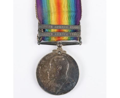 Kings South Africa Medal 2nd Dragoons (Royal Scots Greys), medal with clasps South Africa 1901 and South Africa 1902, Impress