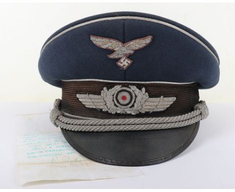 Historically Important Luftwaffe Officers Cap Belonging to Leutnant Rudolf Theopold, Pilot of Heinkel He 111P of 7.Staffel/Ka