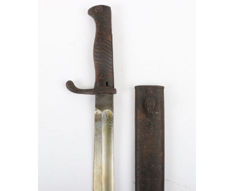 WW1 German Mauser 98/05 Bayonet, untouched example of a standard WW1 German ‘Butcher’ bayonet with two piece wooden grips. Ho