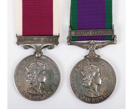 Elizabeth II Campaign and Long Service Good Conduct Medal Pair Royal Sussex Regiment, consisting of 1962 General Service meda