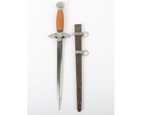 WW2 German Luftwaffe 2nd Pattern Officers Dress Dagger by SMF Solingen, example with orange celluloid grip which retains the 