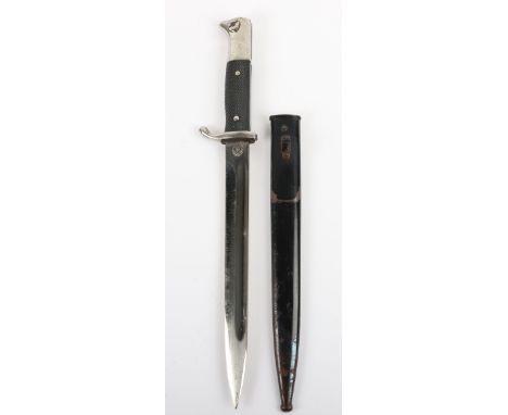 WW2 German Armed Forces Parade Bayonet by E &amp; F Horster Solingen, two piece chequered grips, plated eagle head pommel and