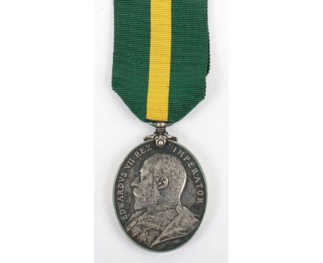 Edward VII Territorial Force Efficiency Medal to the Durham Royal Garrison Artillery, awarded to ‘5052 GNR: F. RIDDY DURHAM R