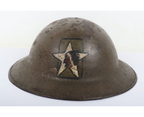 WW1 American 2nd Infantry Division (Indian Head) 15th Field Artillery Regiment Supply Column Steel Combat Helmet, superb exam