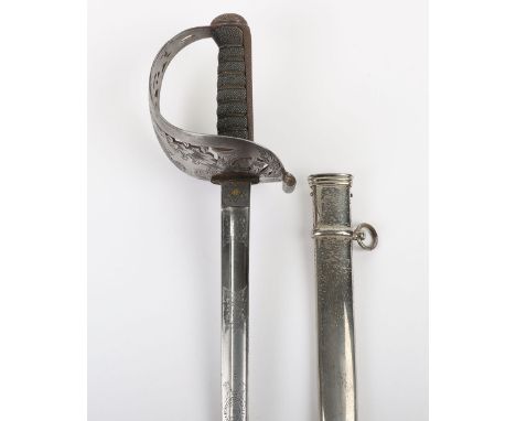 Scarce EVIIR Officers Regimental Pattern Sword of the Hampshire Carabiniers by Hawkes &amp; Co., blade etched with crowned ro