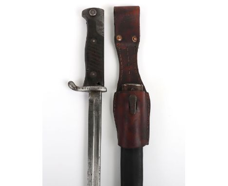 Imperial German Mauser Model 1898 Bayonet, complete with its wooden two piece slab grips. Steel eagle head top pommel and cro