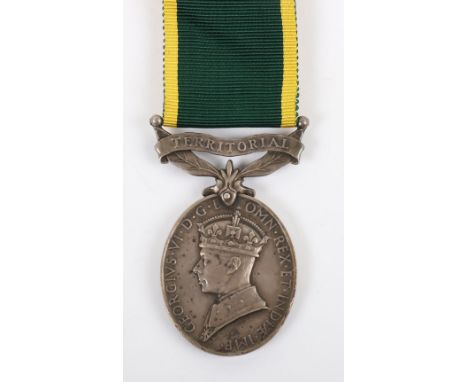 Efficiency Medal to the 9th Battalion Durham Light Infantry, GVI 1st type with Territorial suspension bar, awarded to ‘444560