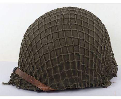 WW2 American M1 Steel Combat Helmet, fine example of an original WW2 swivel bale M1 steel combat helmet which retains all of 