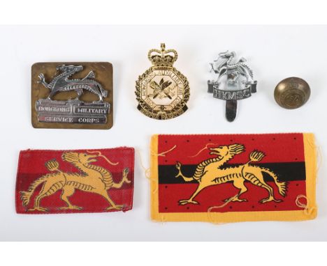 Grouping of Hong Kong Badges and Insignia, including two variations of Hong Kong Military Service Corps (HKMSC) cap badges, E