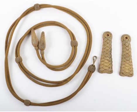 British Army Officers Aiguillette and Shoulder Straps, matched pair of officers gilt on red shoulder boards and gilt wire aig