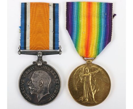 Great War Medal Pair 22nd (3rd County Pioneers) Battalion Durham Light Infantry, British War and Victory medals, “22-1122 PTE