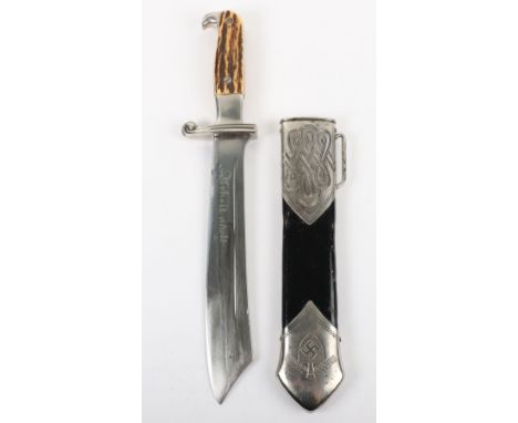 Third Reich RAD (Reichsarbeitsdienst) Enlisted Ranks Dagger by Carl Julius Krebs, Solingen, standard two piece stag horn grip