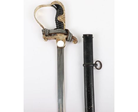 WW2 German Army Officers Sword Emil Voos Pattern, with gilded aluminium hilt, having langet with outstretched winged eagle an