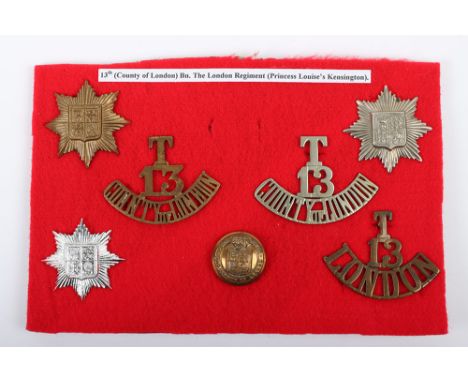 13th (County of London) Battalion ‘Princess Louise’s Kensington’ Badges and Insignia, including various types of cap badge, s
