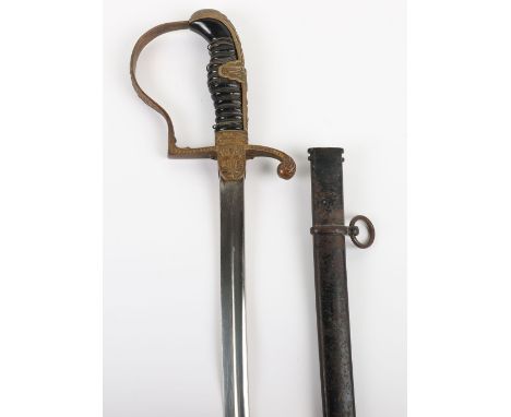 Scarce WW2 German Army Officers Sword F. W. Höller Model Nr7, untouched example with gilt brass hilt having the langet with c