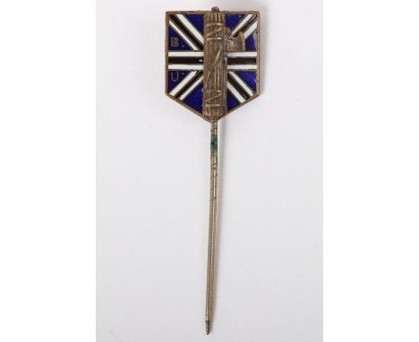 Post 1936 British Union of Fascists (B.U.F) Members Stick Pin, being gilded Fasces on enamel shield in the form of the Union 