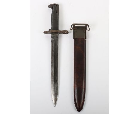 American Garand Bayonet in Danish Scabbard, well used American M1 Garand rifle bayonet with worn and sharpened blade. The bay