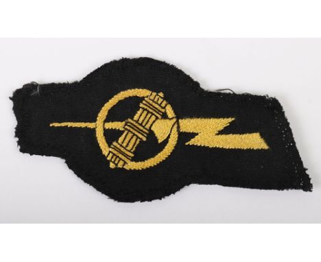 Scarce British Union of Fascists (B.U.F) Swimmers Badge, cloth embroidered example of the yellow lighting bolt insignia with 