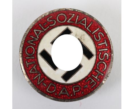 Third Reich NSDAP Party Badge by Frank &amp; Reif Stuttgart, fine example of an enamel party badge with lapel fixing to the r