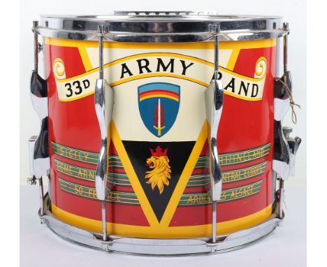 American 33rd Army Band (USAREUR) Side Drum, fine example of a regimental band side drum used for parades and performances by