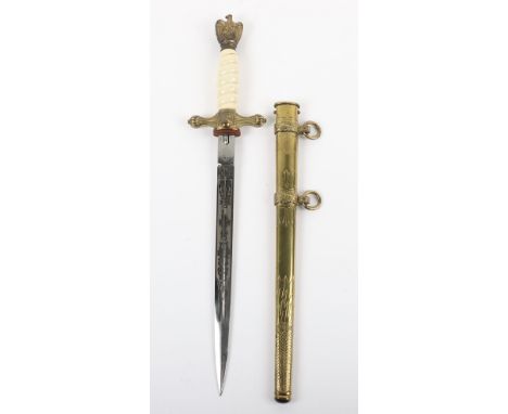 WW2 German Naval (Kriegsmarine) Officers Dress Dagger by E &amp; F Horster Solingen, gilt metal eagle pommel, white celluloid