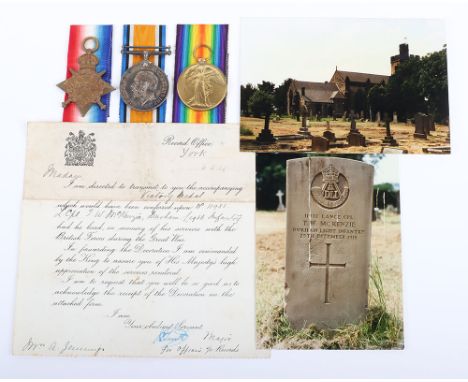 A Poignant Great War 1914-15 Star Medal Trio to a Private in the Durham Light Infantry Who Died of Wounds on Christmas Day 19