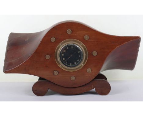 Great War Period Mantle Clock Made from WW1 Propeller, fine example of a centre of a British aircraft propeller made by Reuer