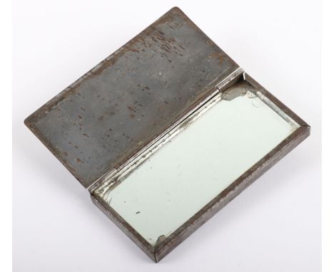 WW1 Bayonet Trench Mirror, complete with incomplete fitting to back and maker stamped to lid. 