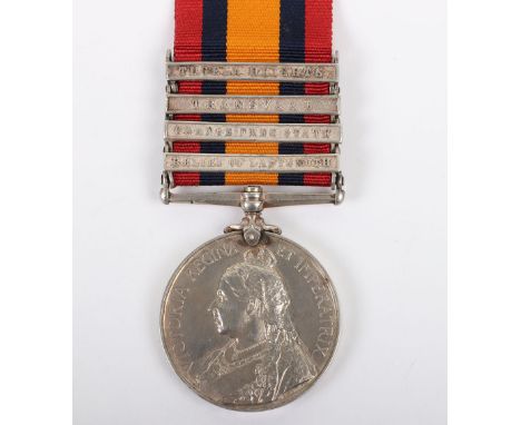 Queens South Africa Medal Imperial Light Infantry, medal with 4 clasps, Relief of Ladysmith, Orange Free State, Transvaal and