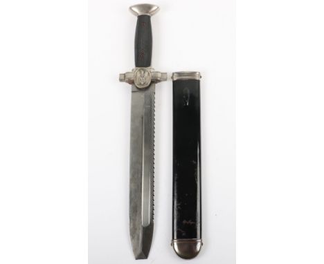 Third Reich Red Cross (D.R.K) Enlisted Mans Dagger, having two piece grips, cross guard with German Red Cross emblem to the c