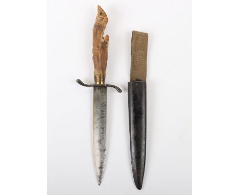 WW1 German Deer’s Foot Officers Trench Fighting Knife, good example of a traditional WW1 German trench fighting knife with th