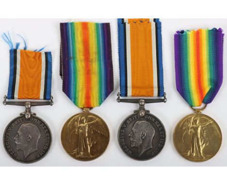 2x Pairs of Great War Medals to the Durham Light Infantry, consisting of British War and Victory medals, “19-1523 PTE. C. ARM